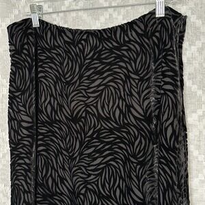 Vintage Rena Rowan Burnout Velvet Black Midi Skirt Sz 16 Dark Floral‎ Whimsigoth